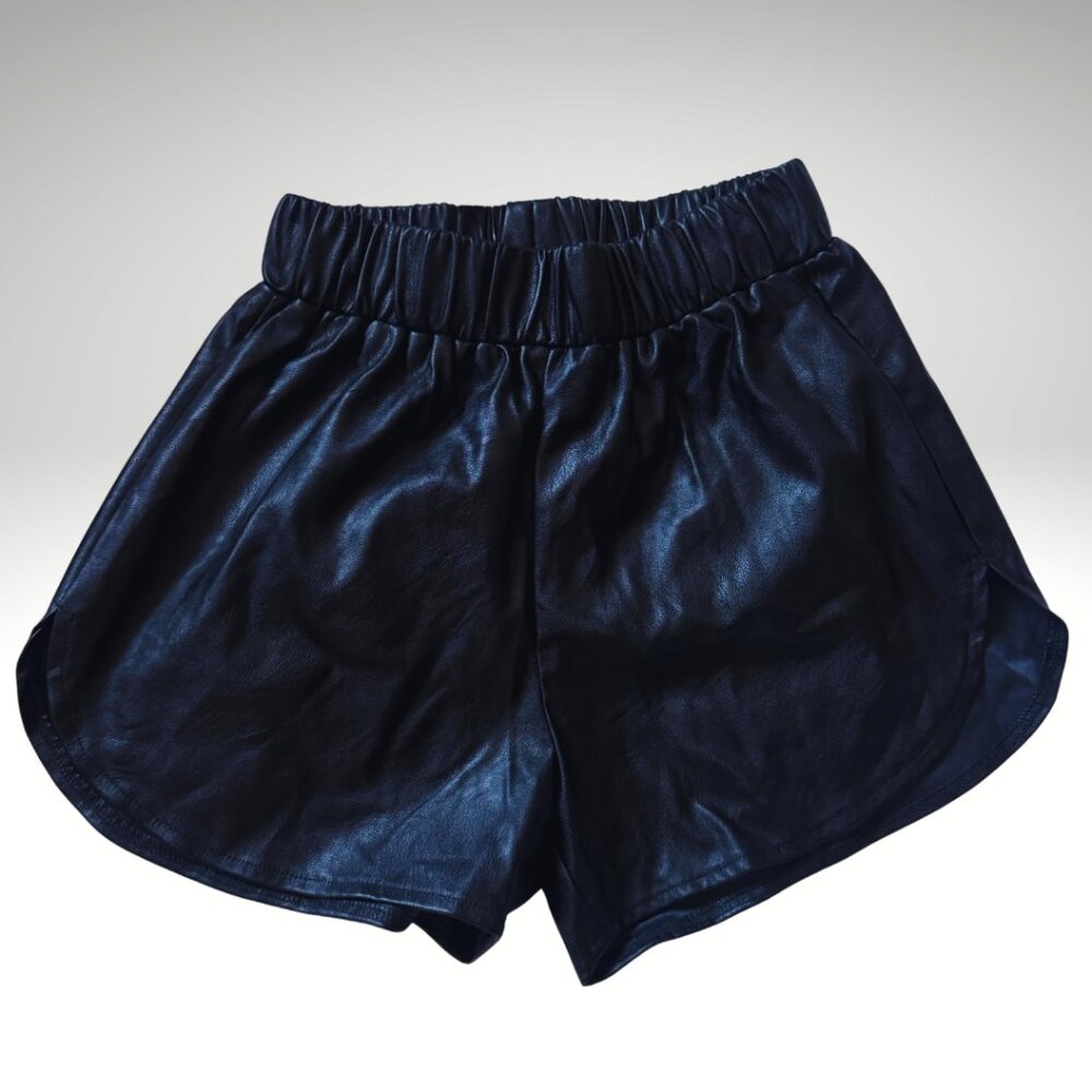 Showpo Faux Leather Shorts Black High Waist NWT Size 4